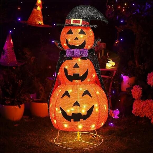 3.5FT Light Up Halloween Decoration, 60 LED Collapsible...